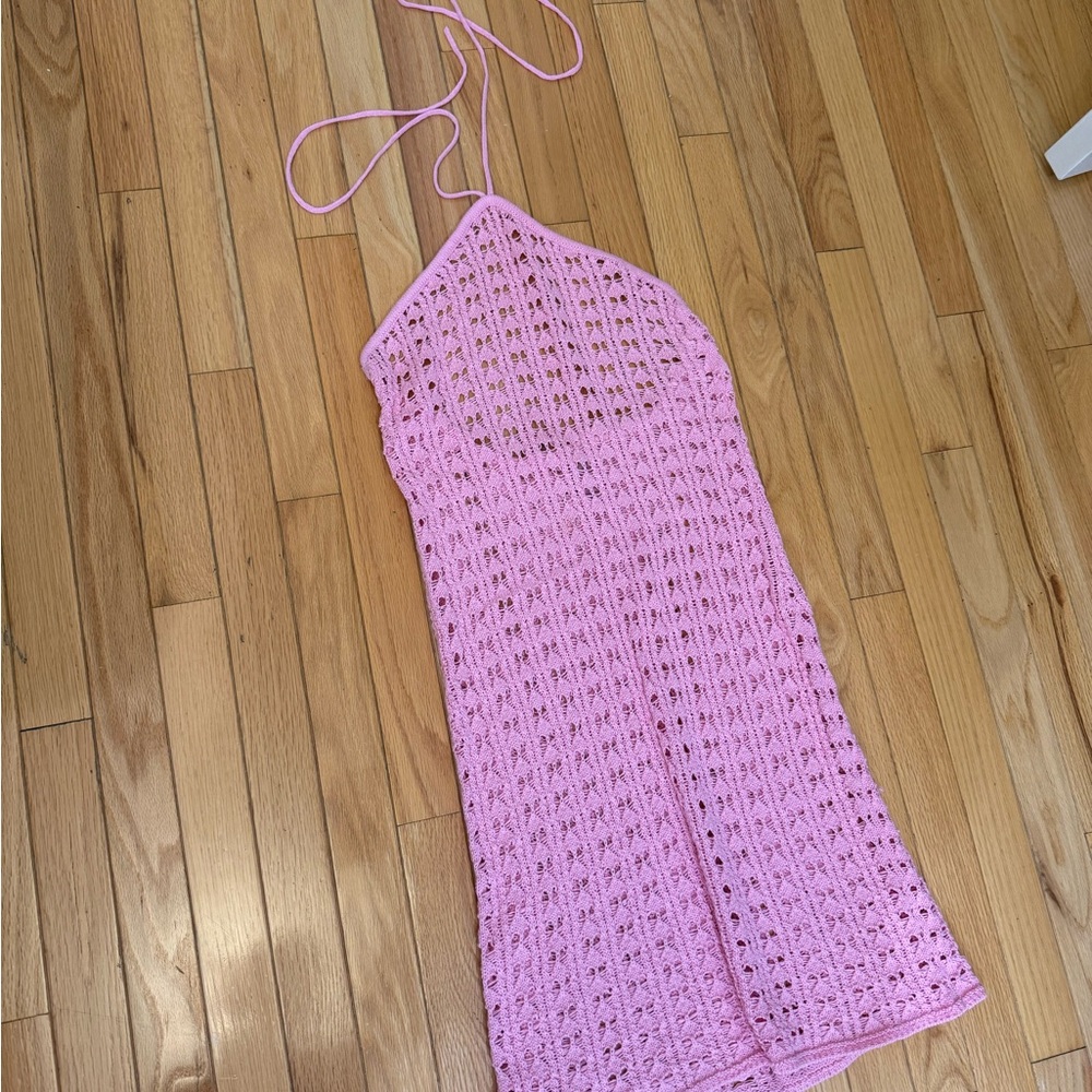 PQ Swim Pink Halter Crochet Coverup